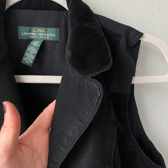 Lauren Ralph Lauren Black Velvet Denim Patchwork Vest Womens Size L - Picture 6 of 11